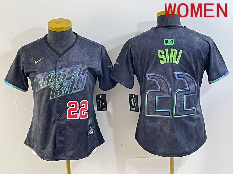 Women Tampa Bay Rays 22 Siri Black City Edition Nike 2024 MLB Jersey style 2